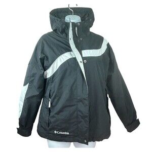 Columbia Black + White Hooded Winter Coat Parka Jacket Size S